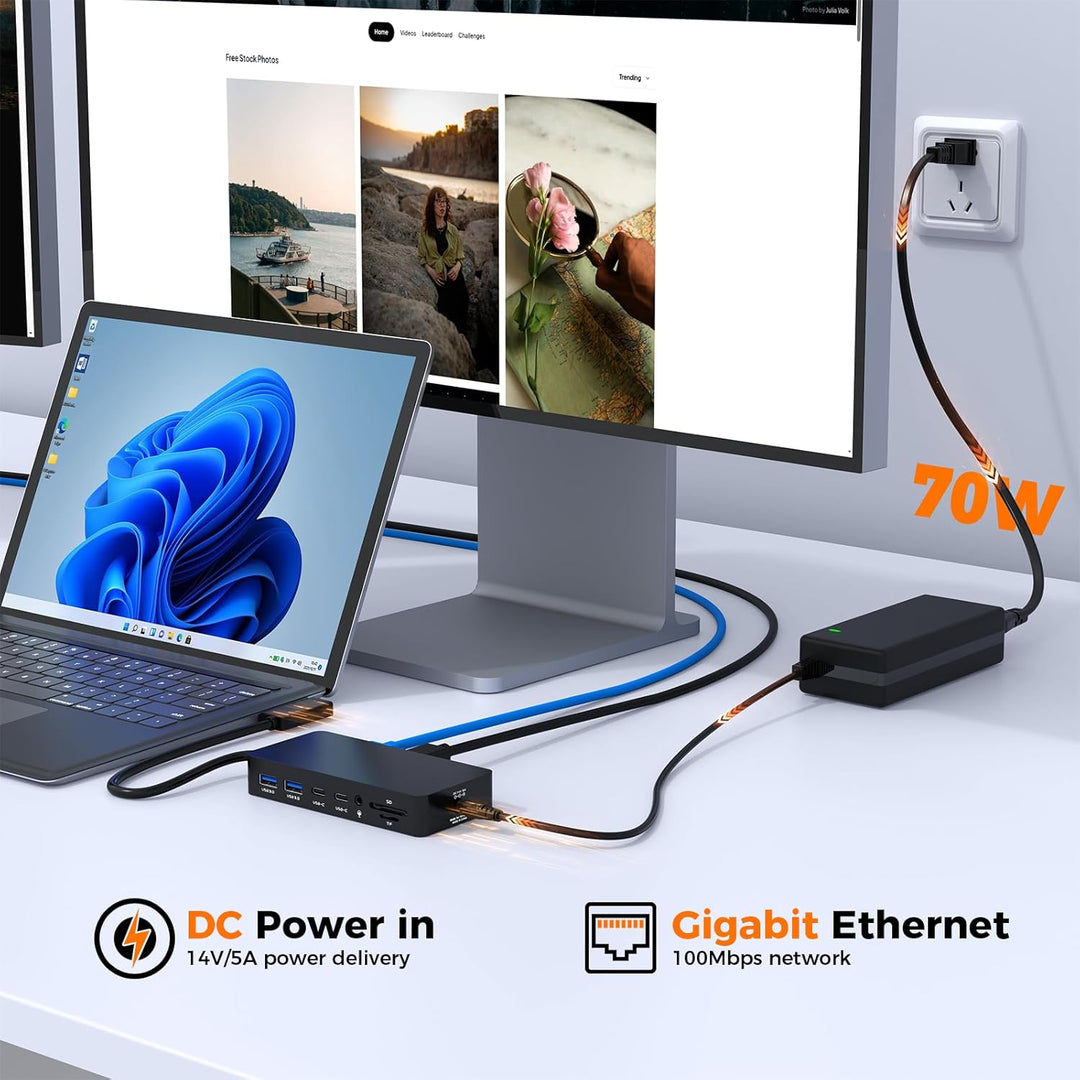 Micro-soft Surface Dock 2,Surface Docking Station 12 in 1 Triple Display Surface Dock mit 2 HDMI 4K