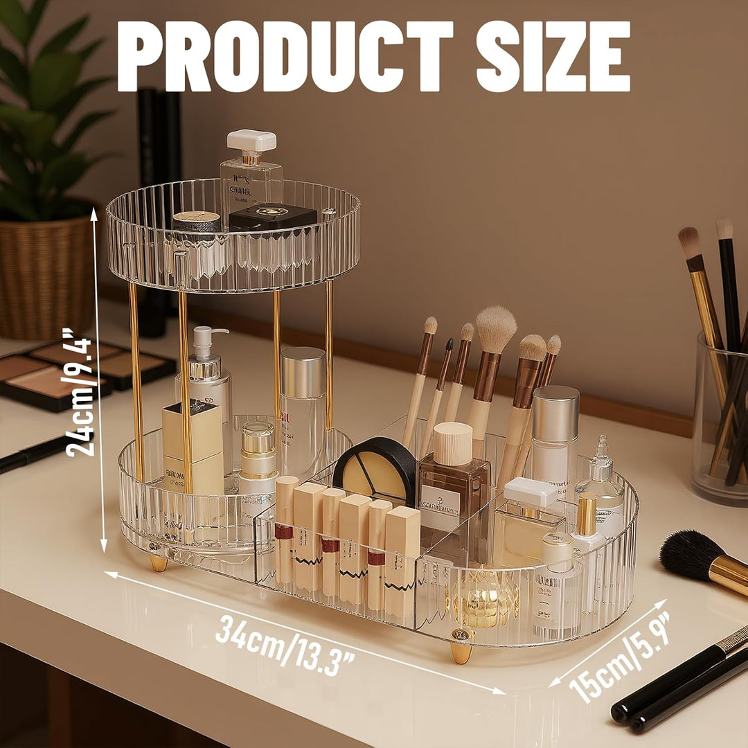 Schminktisch Organizer, Transparent Make Up Organizers, 360° Drehbarer Schmink Organizer, Parfüm Org