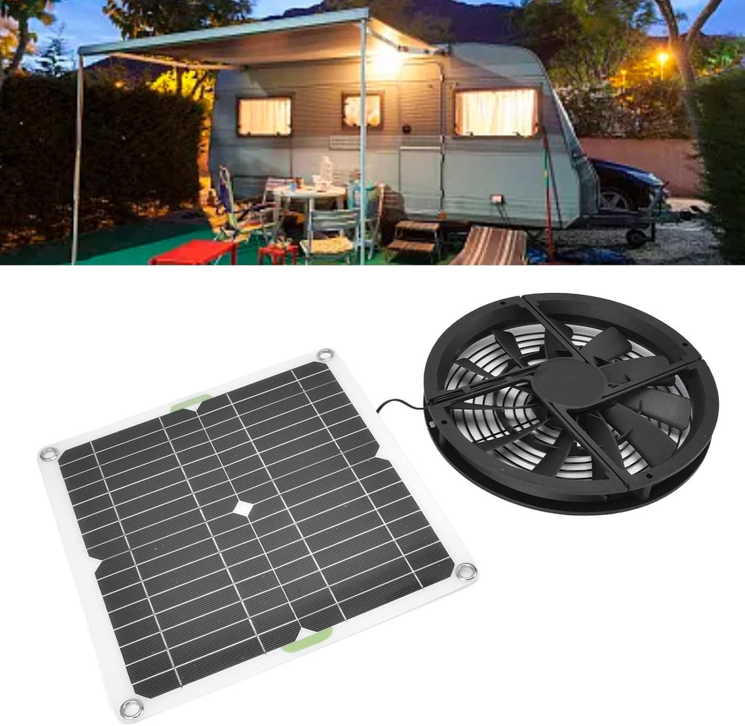 Solarpanel-Lüfter-Kit, 10 Zoll 100 W Wasserdichtes Solarpanel, Rundes Lüftungsgehäuse, Solar-Abluftv