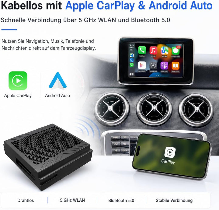 Wireless CarPlay &amp; Android Auto Modul für Mercedes NTG 4.5/4.7 Becker-Slot