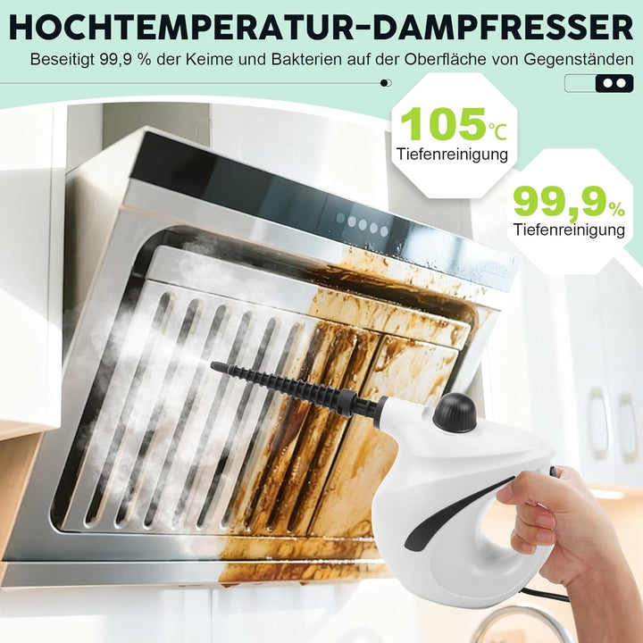 Dampfreiniger Handgerät, 1200W Hand Dampfreiniger für alles mit 8 Zubehör, 3.2 bar Dampfdruck 700ML