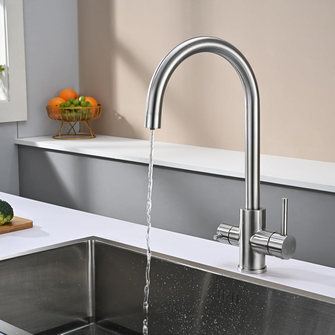 3 Wege Küchenarmatur Küche, DETBOM Wasserfilter Wasserhahn für Trinkwasser Küchenspüle, Trinkwasserh