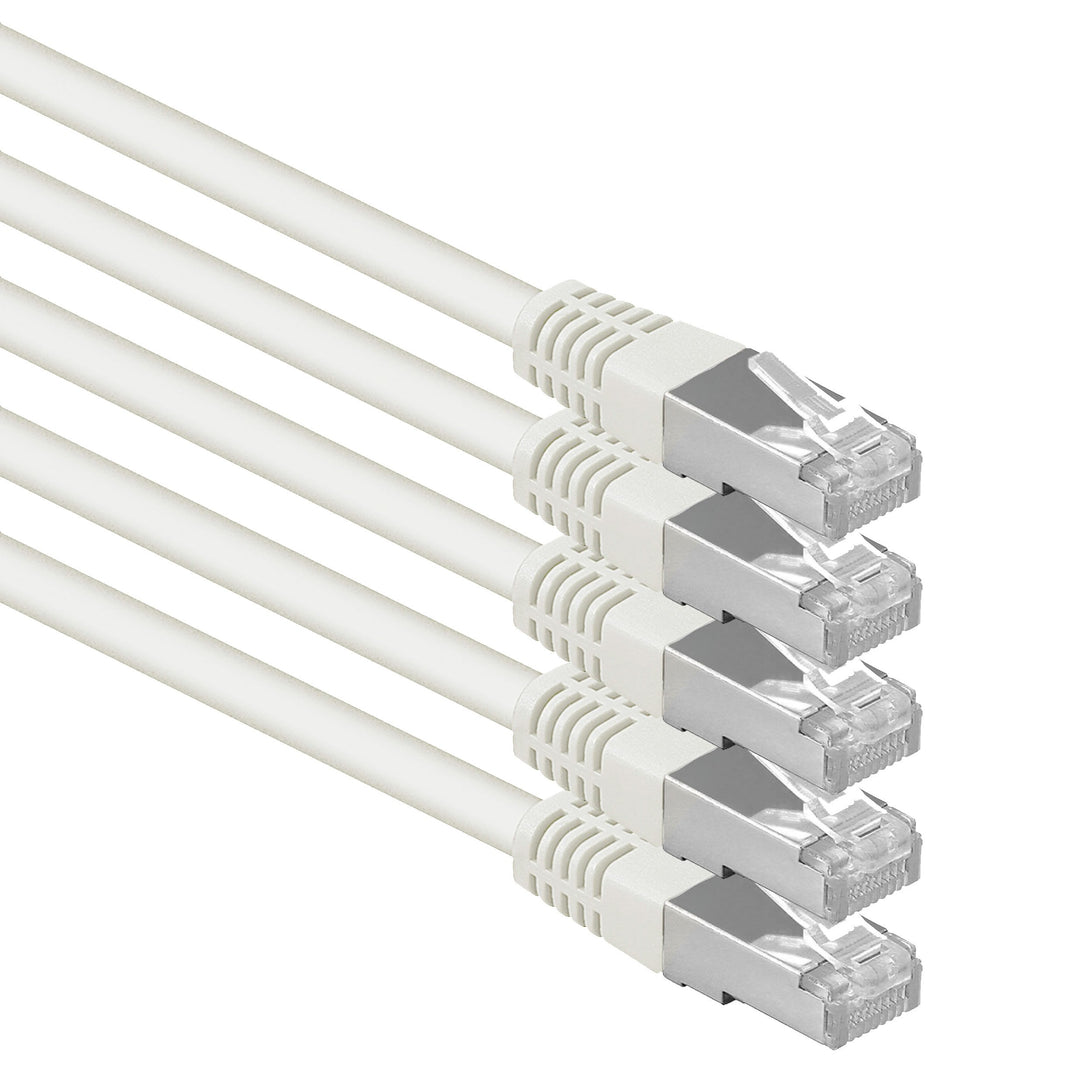1aTTack.de 7,5m weiss - 5 Stück Cat.6 Patchkabel Netzwerkkabel CAT6 S-FTP Gigabit Lan PIMF CAT 6 Kup
