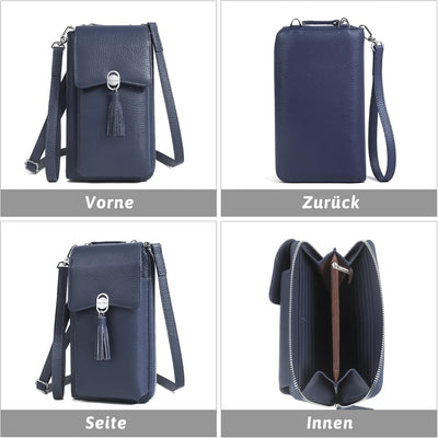 Pearl Angeli Weiches Echtes Leder Handy Umhängetasche - Handytasche Geldbörse Damen RFID Schutz klei