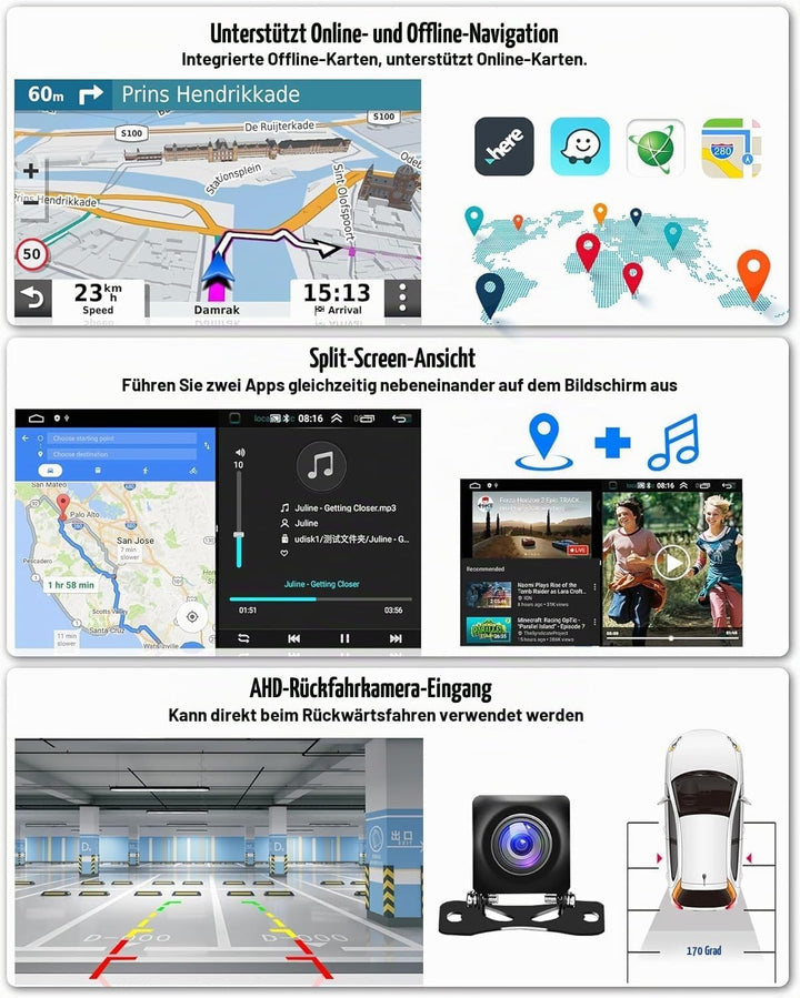 Hikity 2G+64G Android 15 Autoradio mit Dashcam Wireless Carplay Android Auto für VW Golf 6 Golf 5 Po