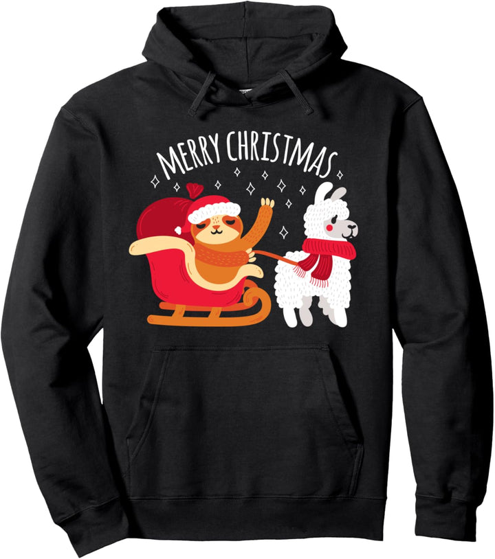 Lustiges Weihnachten Rentier Faultier Lama Alpaka Christmas Pullover Hoodie
