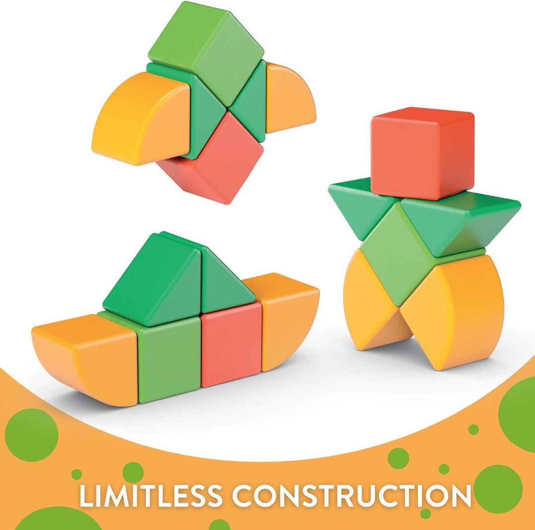 GEOMAG - Magicube 1+ Formen - Magnetische Blöcke für Kinder - 4 Farben und Formen - 6 Würfel - 1-5 J