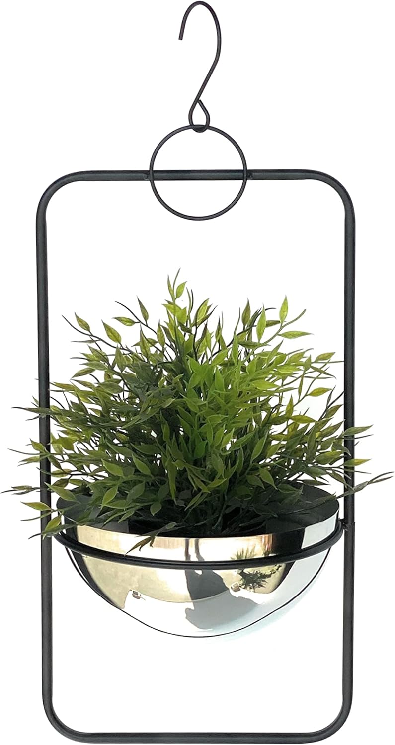 DanDiBo Blumenampel Innen Metall Wand Hängepflanzen 54 cm 96083 M mit Topf Silber Pflanzenhänger Blu
