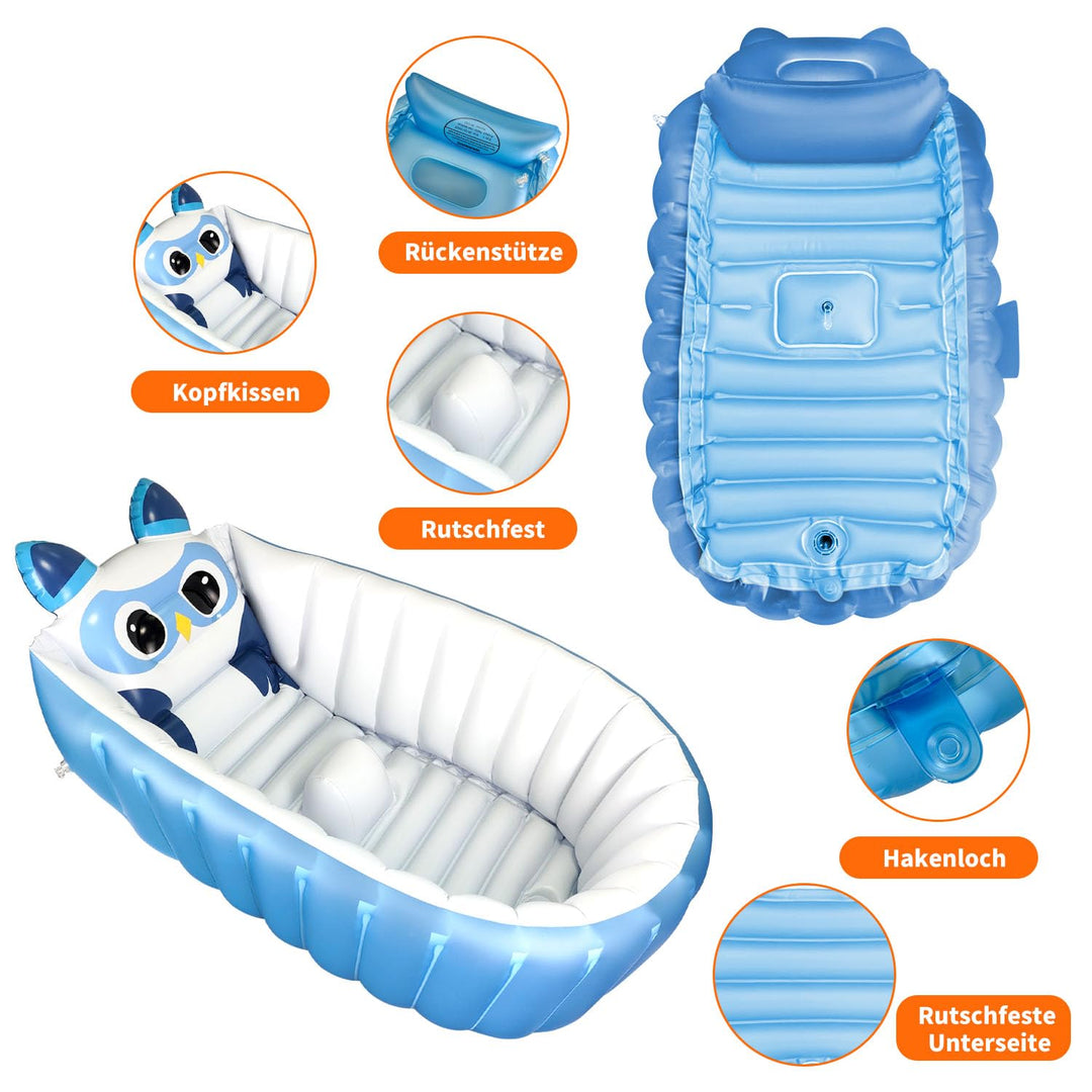 Aufblasbare Badewanne, Kinderbadewanne, Rutschfester Babypool zum Sitzen, Faltbarer Duschbecken für