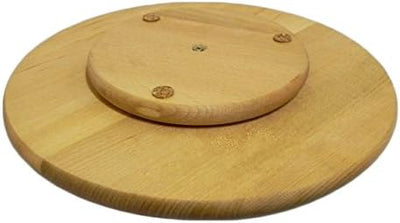 Lazy Susan runder, drehbarer Präsentierteller aus Holz zum Servieren von Kuchen und Pizza, 50 cm Dur