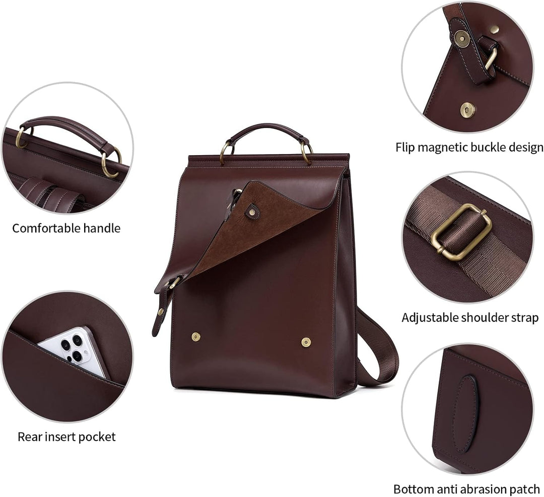 Cnolés Business Rucksack Damen Leder Eleganter Daypack Wasserdicht Damen Rucksackhandtaschen Rücksac
