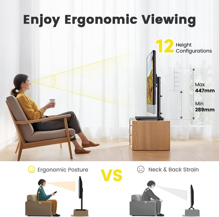 TV Ständer Schwenkbarer, Universal TV Standfuss für 32-60 Zoll LED LCD Flach & Curved Fernseher bis
