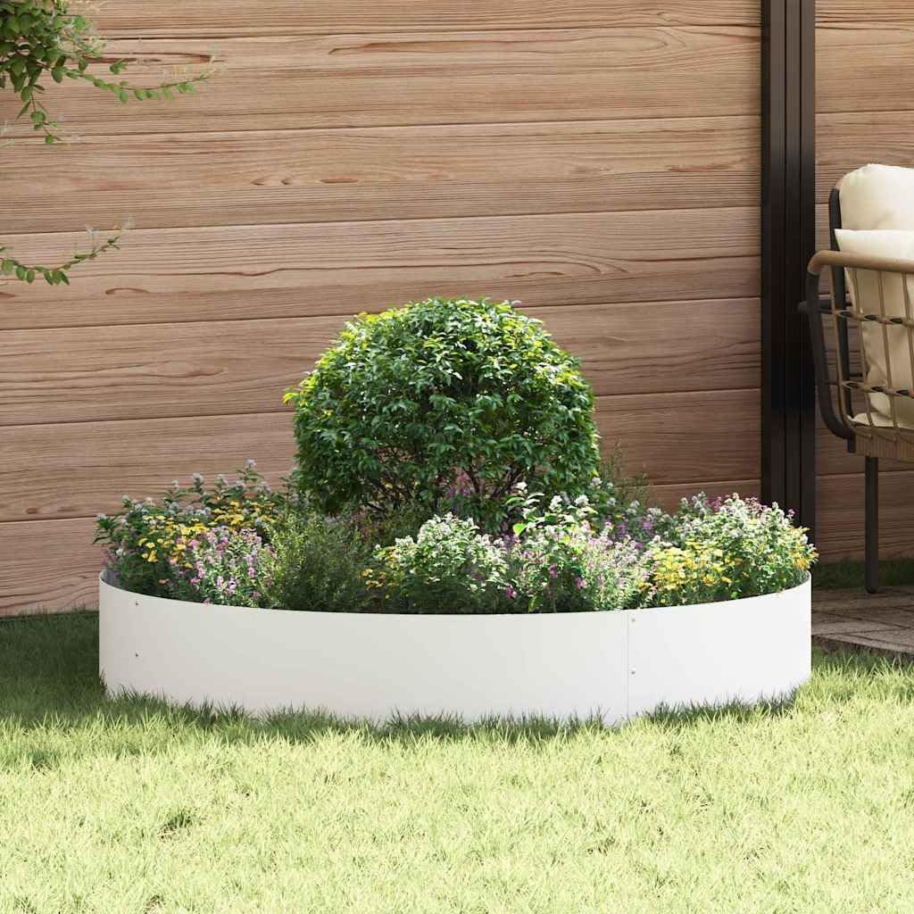 vidaXL Pflanzenring 5 pcs Weiss 120 x 120 x 20 cm Kaltgewalzter Stahl, Moderner runder Metall-Pflanz