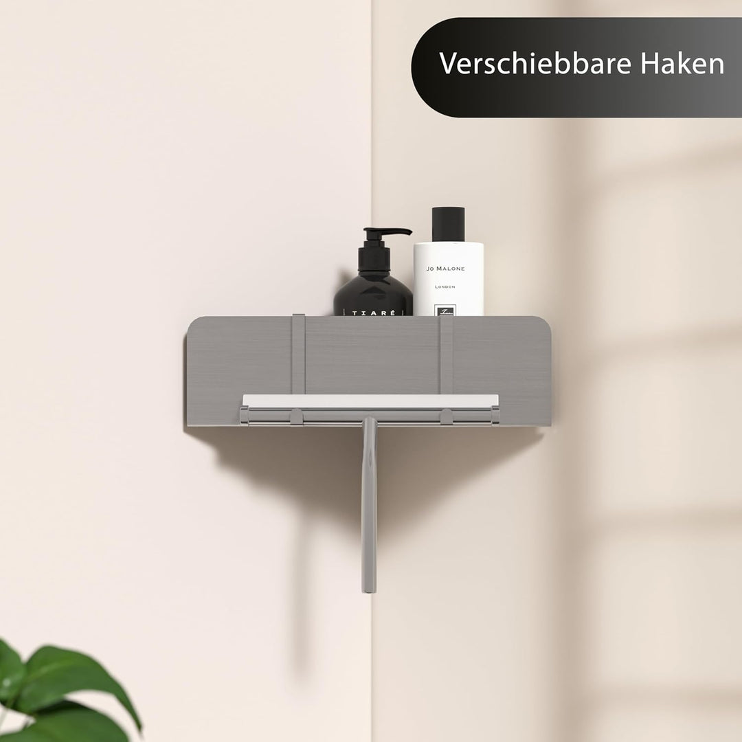 Duschablage ohne Bohren Ecke | Edelstahl Eckregal Dusche | Duschregal Ecke mit Ablaufrillen | Eck-Du
