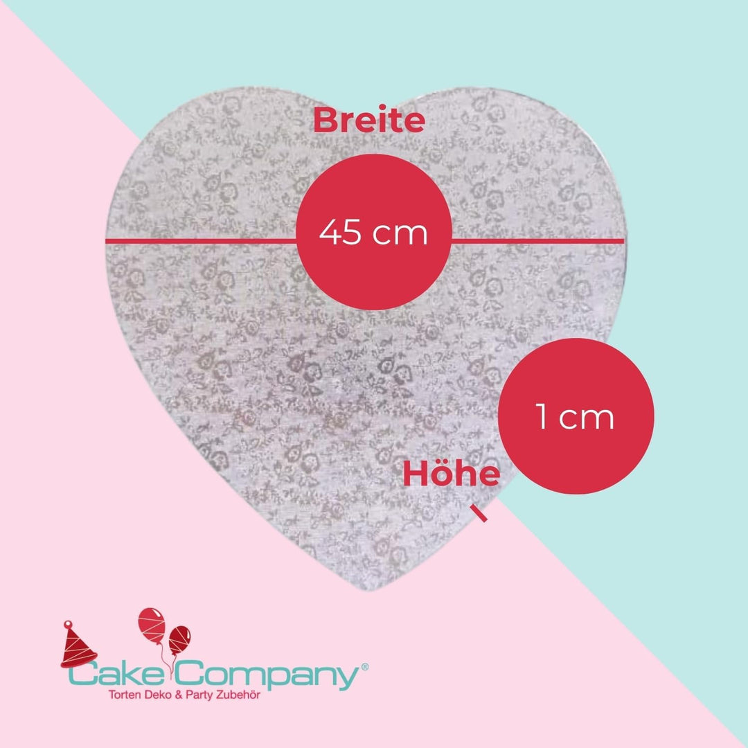 COXIMUS Tortenplatte Herz 45 cm | 5 Stück | Cake Board herzförmig | auch für dicke und mehrstöckige