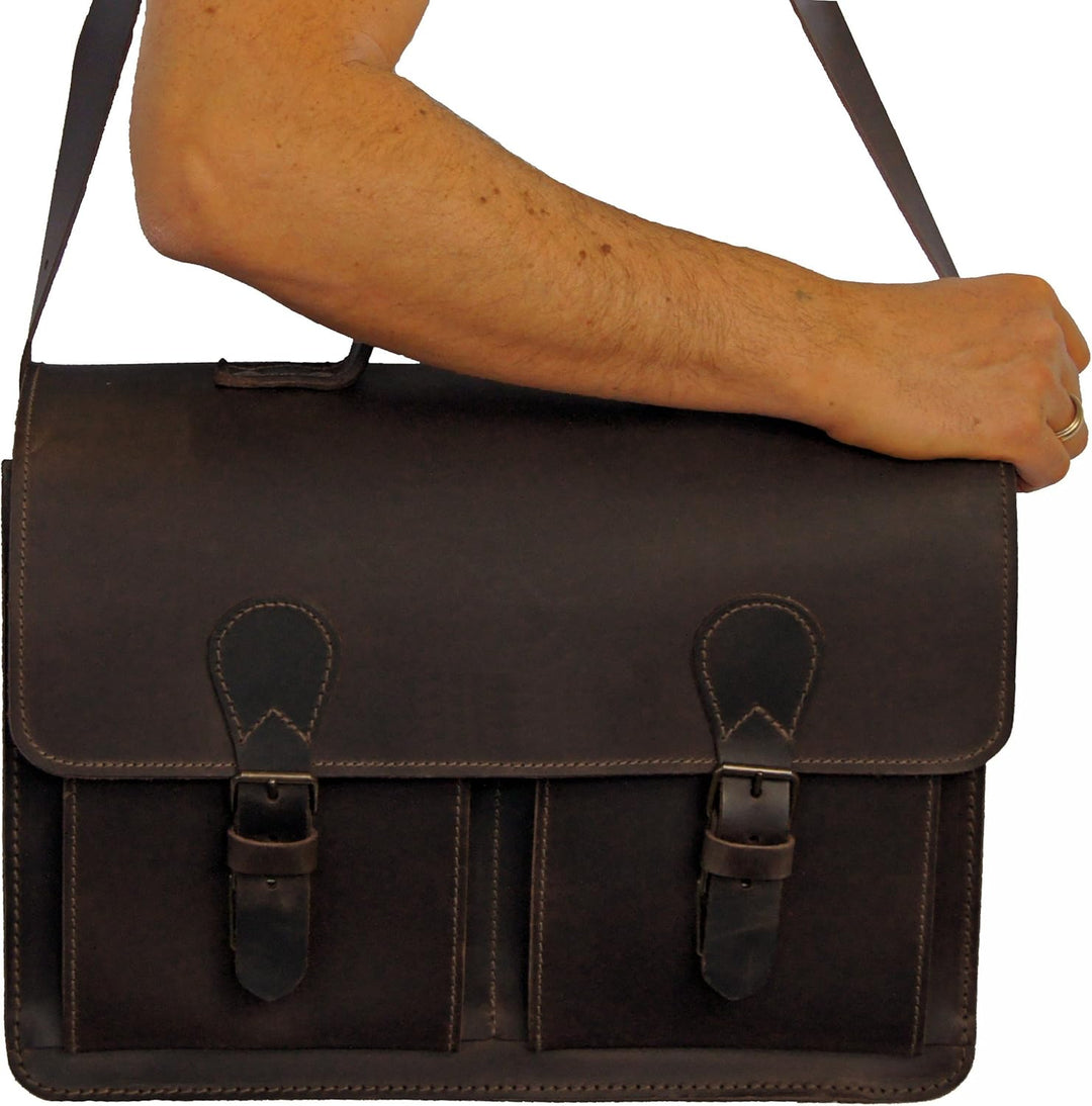 Freiherr von Maltzahn Aktentasche 8086-12, 42 cm, braun, Bio-Leder, Made in Germany + Lederpflege