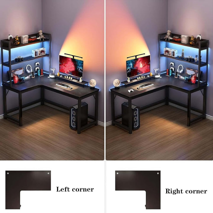 L-shaped computer desk, large executive desk, carbon fibre finish, H-shaped base, cable management,