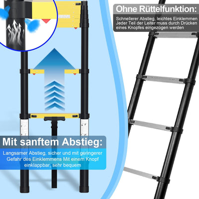 Ansobea 3,8m Einem-Tasten Teleskopleitern Tragbar Leiter EIN-Knopf-Rückzug Leiter Ausziehleiter mit