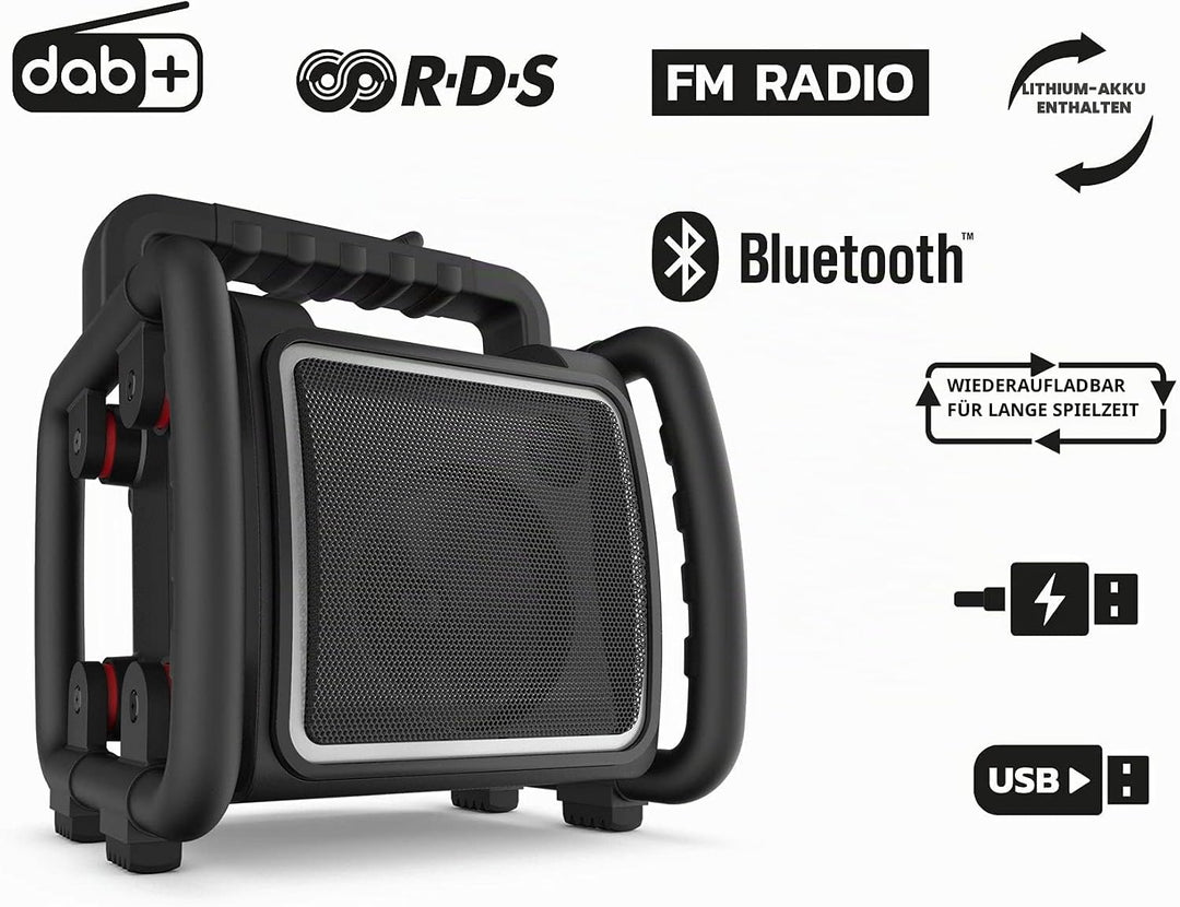 PerfectPro Baustellenradio NETBOX, WiFi internetradio, DAB+ und UKW-Empfang, Bluetooth, AUX und USB-