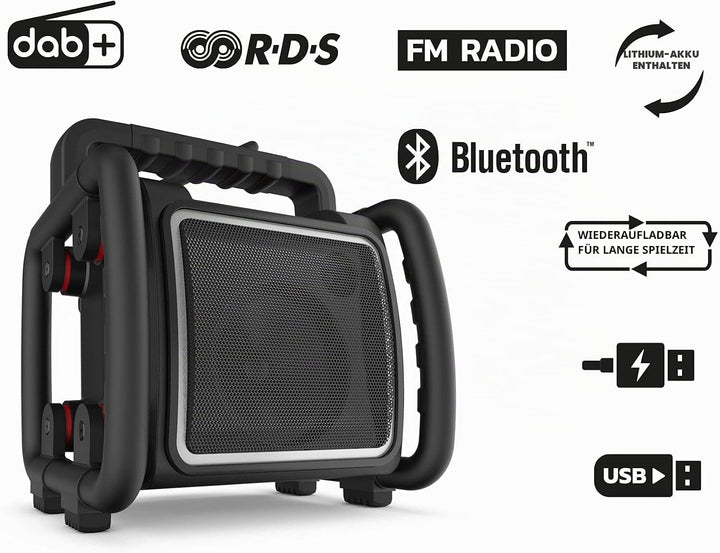PerfectPro Baustellenradio NETBOX, WiFi internetradio, DAB+ und UKW-Empfang, Bluetooth, AUX und USB-