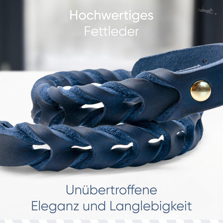FREUDENTIER Hundehalsband geflochten aus Leder - Handmade in Holland - AlsterTwist Kollektion aus 10