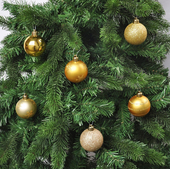 64x Kunststoff Christbaumkugeln 6cm Kugel Box Glanz Glitzer Matt Dekor Inge Glas, Farbe:Gold, Gold