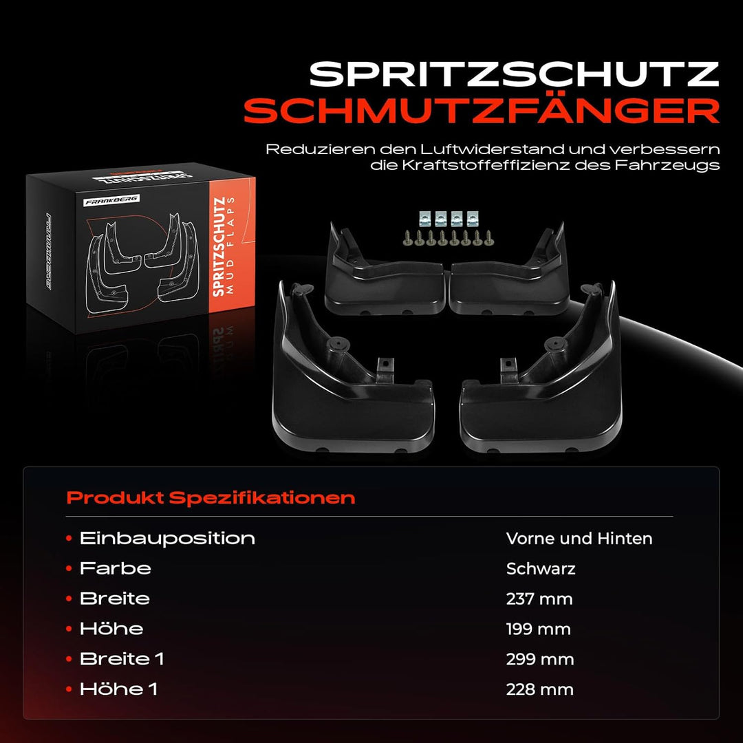 Frankberg 4X Spritzschutz Schmutzfänger Vorne Hinten Kompatibel mit E-Klasse W212 Limousine 2014-201