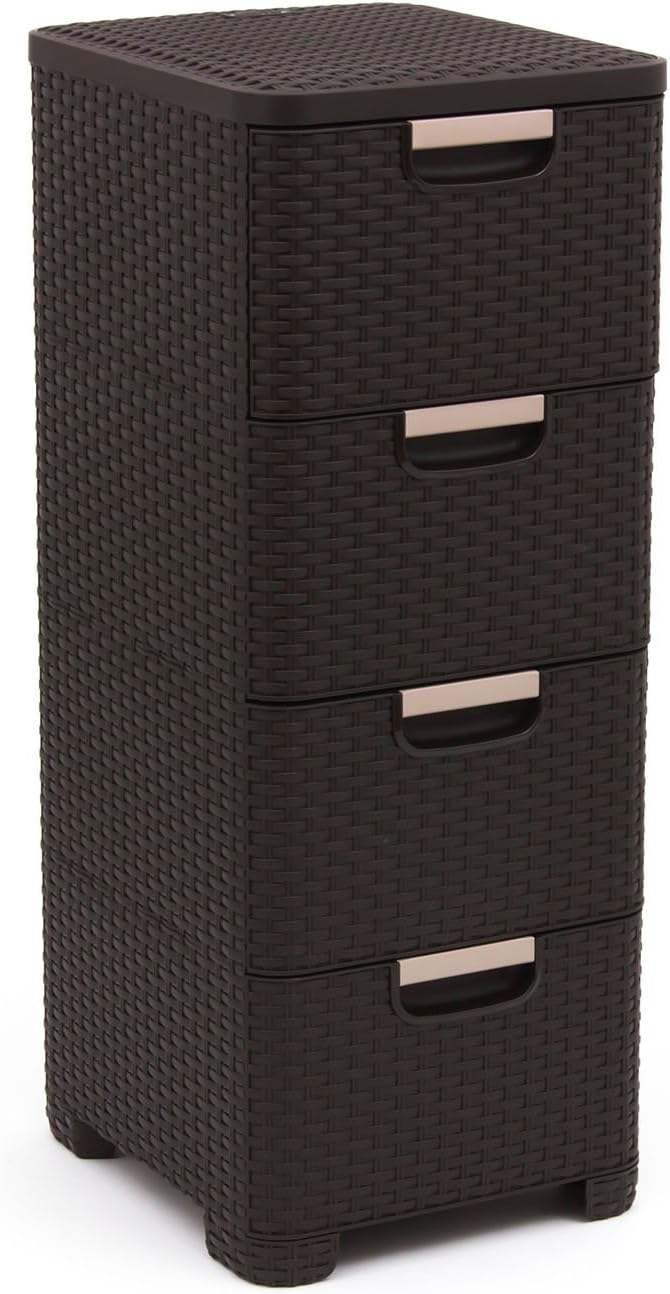 CURVER Regal mit 4 Schubladen STYLE Regal mit 4 Schubladen, Dunkelbraun, 33x38x79, Dunkelbraun
