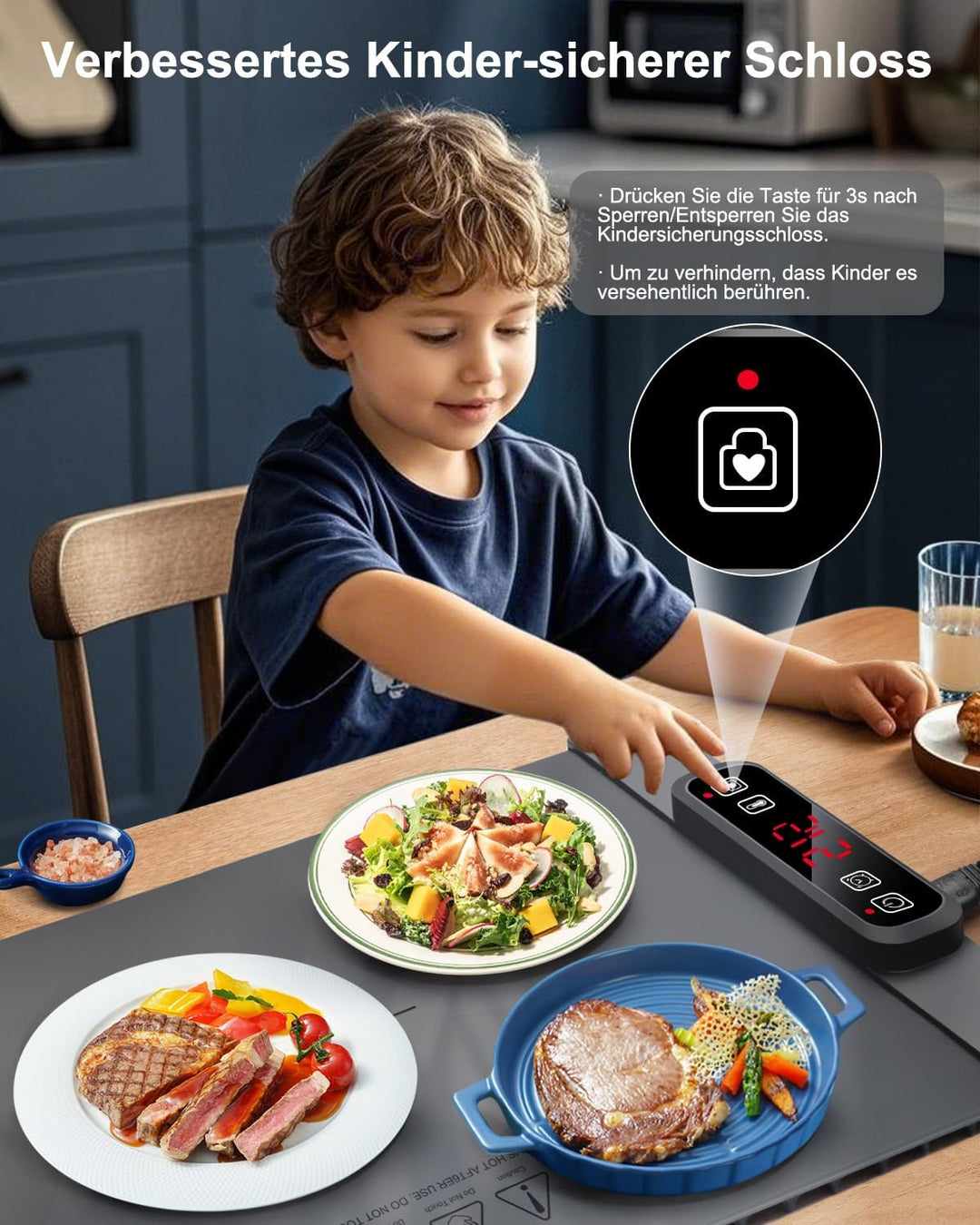 AUTOPkio Warmhalteplatte für Speisen, Speisenwärmer Elektrisch Wärmeplatte Buffetwärmer 4H Timing Au