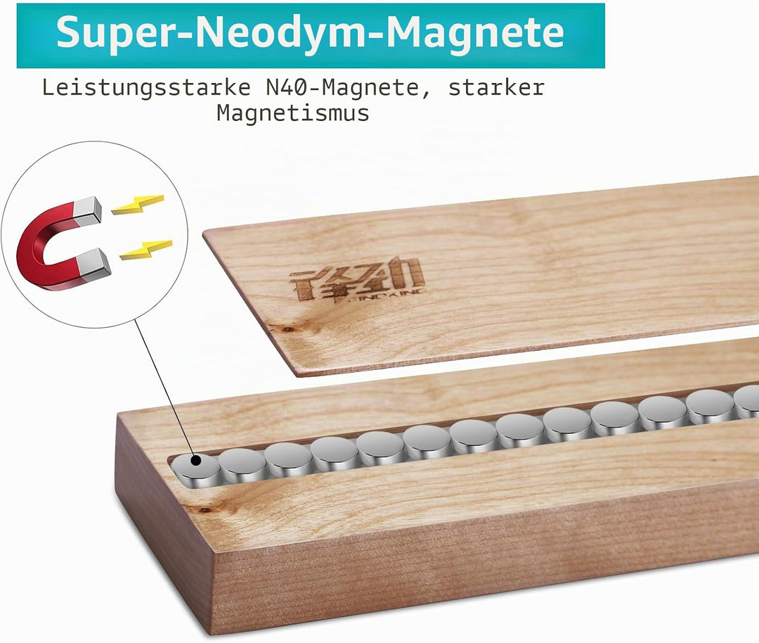 FINDKING Holz Magnetischer Messerleiste, Magnet Utensilienhalter für Wand, Kühlschrank, Holzregal fü