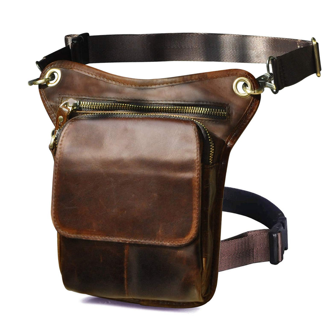 Le'aokuu Herren Echtes Leder Tasche Beinbeutel Beintasche Aussenbeintasche Hüfttasche Drop Leg Thigh