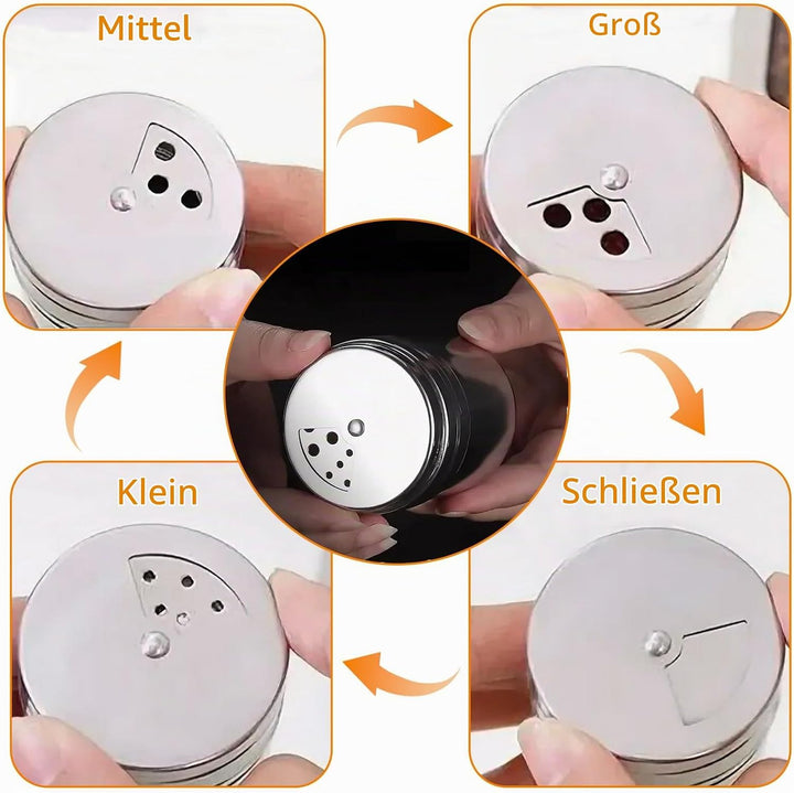 12Pcs Edelstahl Gewürzstreuer mit Deckel &amp; Sichtfenster, 100ml 3-Fach Streuregulierung Gewürzgläser