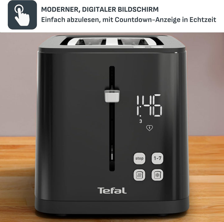 Tefal TL6408 Toaster | Für Zwei Lange Scheiben Favoriten-Einstellungen Countdown | Mit Digitaldispla