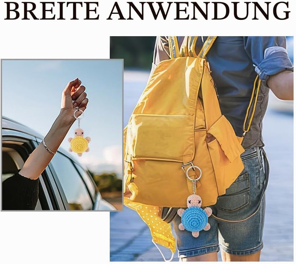 WEBEEDY 4 Sets DIY Häkel-Schildkröten-Schlüsselanhänger Anfänger-Schildkröten-Häkelset Für Erwachsen