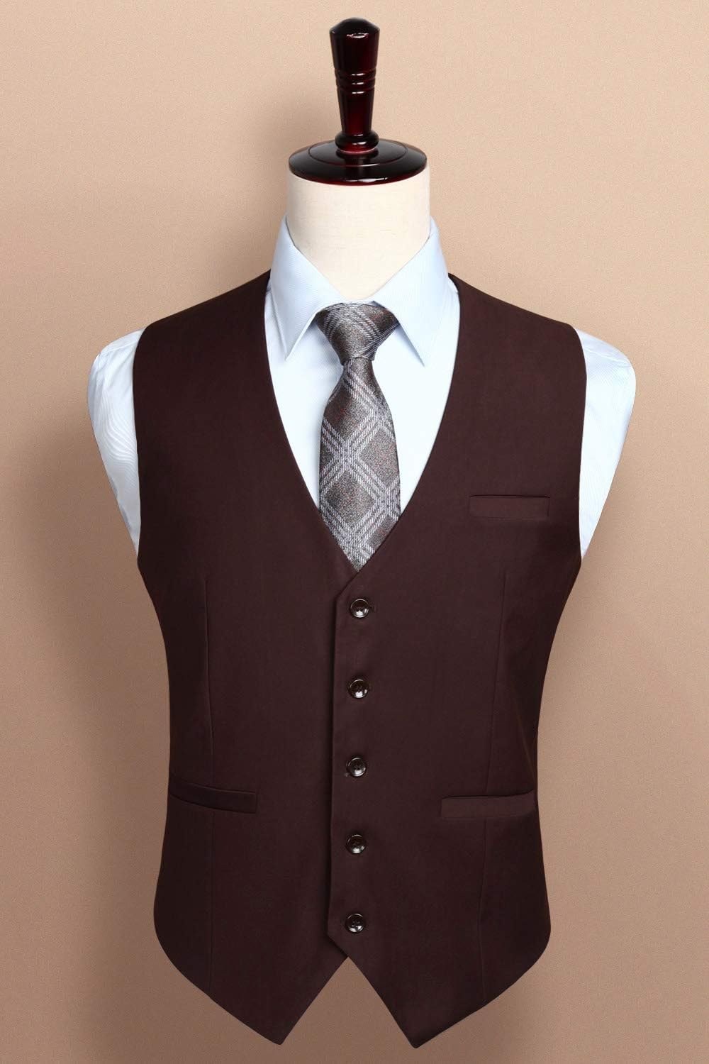 HISDERN Herren Formale Hochzeit Party Weste Baumwolle Einfarbig Weste XL Braun, XL Braun