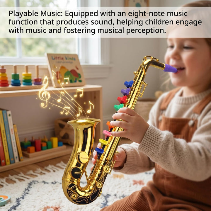 Spielzeugsaxophon, Musikinstrumente für Kinder mit farbcodierten Tasten, Saxophon für Kinder, Lernsp