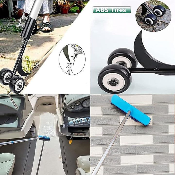 Terrassen Unkrautentferner Werkzeug Steife Borstenbürste Schaber Set mit 125cm langem Griff Haken Jä