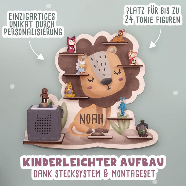 hellomini Personalisiertes Tonie Regal Jungen - Toniebox Regal mit Wunschnamen fürs Kinderzimmer - R