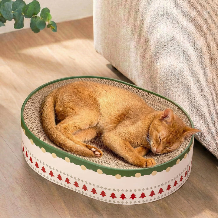 Conlun Kratzbrett Katze, Oval Kratzpappe für Katzen, Katzenbett aus Wellpappe, Lounge-Schale für Kat