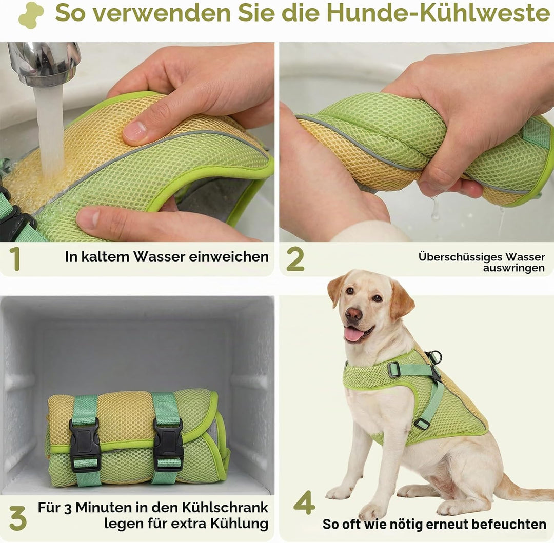 Kühlendes Hundegeschirr, Hundekühlung Sonneschutz Jacke Kühlweste-Der Hitzeschutz für Deinen Hund, S