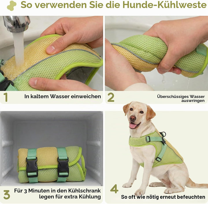 Kühlendes Hundegeschirr, Hundekühlung Sonneschutz Jacke Kühlweste-Der Hitzeschutz für Deinen Hund, S