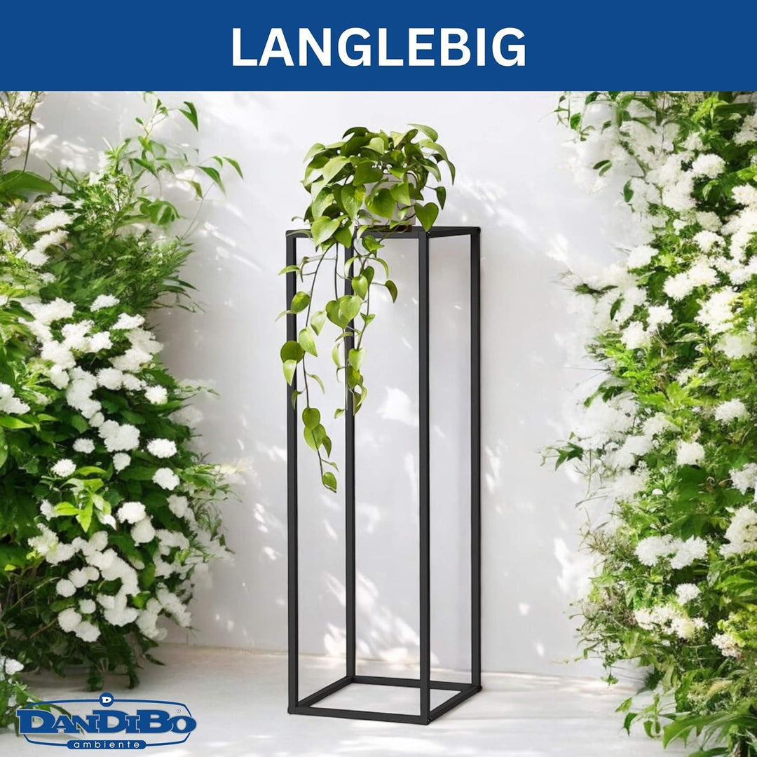 DanDiBo Pflanzenständer Metall Schwarz Eckig 100 cm 96589 Beistelltisch Hoch Blumenhocker Blumenstän