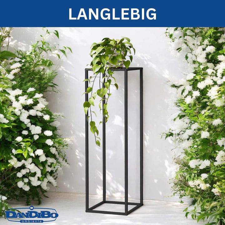 DanDiBo Pflanzenständer Metall Schwarz Eckig 100 cm 96589 Beistelltisch Hoch Blumenhocker Blumenstän