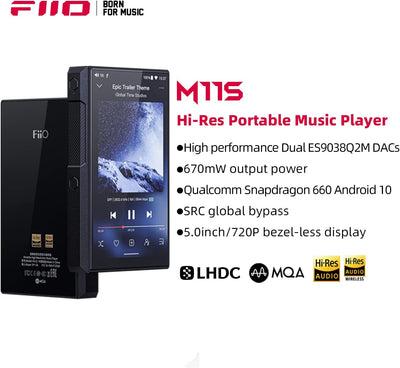 FIIO M11S Hi-Res MP3-Musik-Player mit Dual ES9038Q2M, Android 10 Snapdragon 660, 5 Zoll, verlustfrei