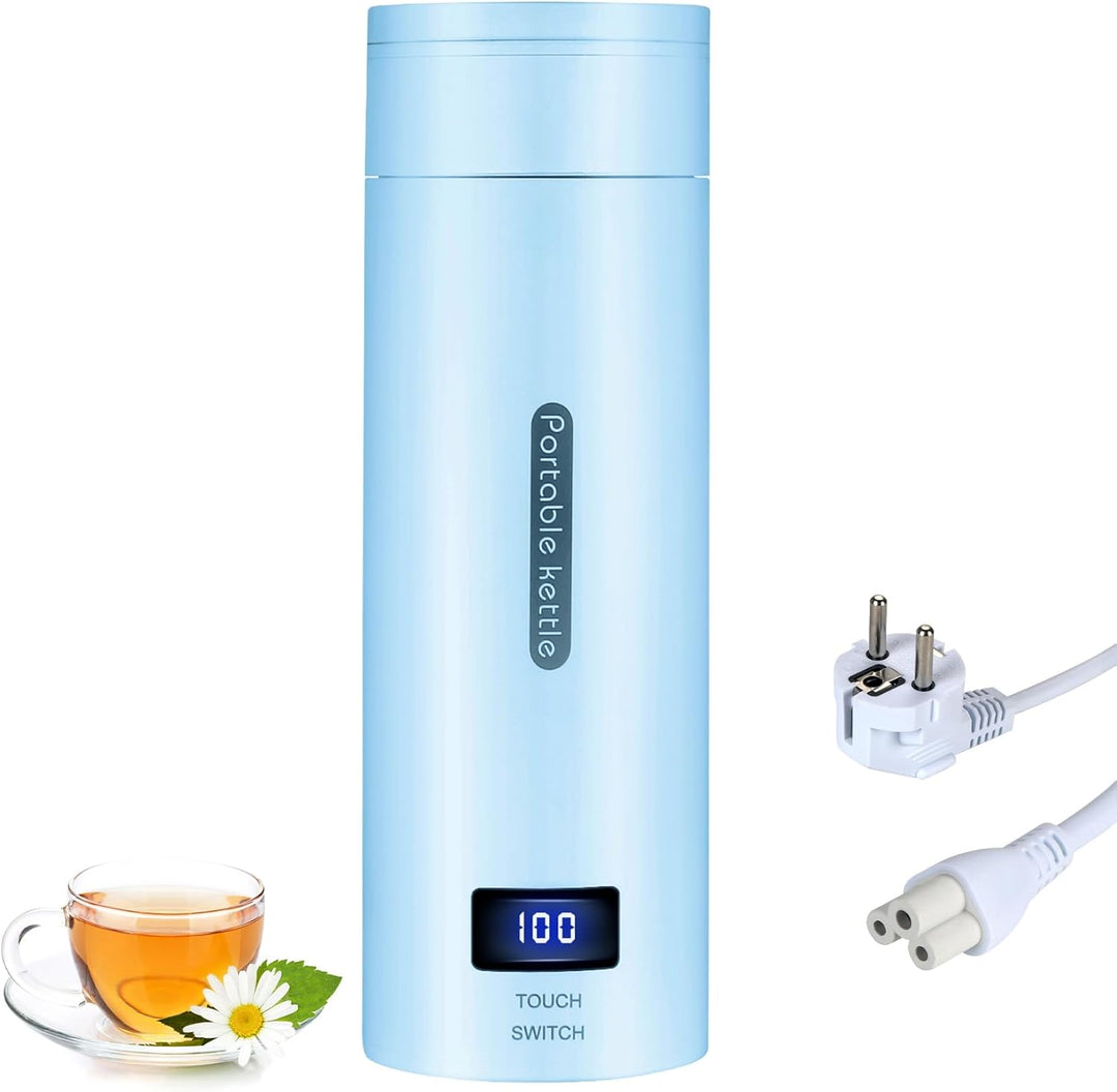 Reise Wasserkocher Klein, Elektrische Wassertasse,220V 300W Schnellkoch-Teekanne-Heizbecher mit Temp