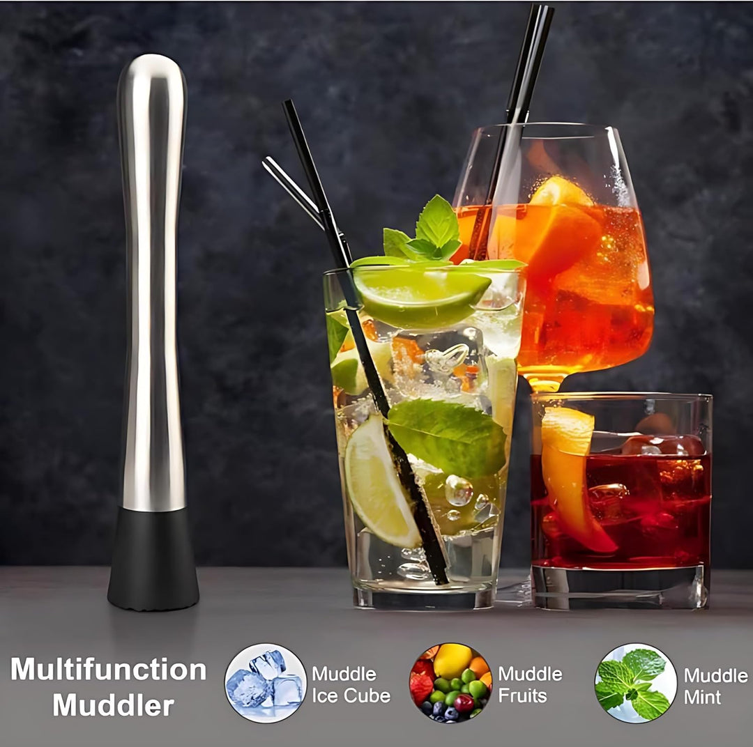 Professionelles Cocktail Set (6-teilig), Edelstahl Stampfer, Cocktail Stössel,Barlöffel Lang,messbec