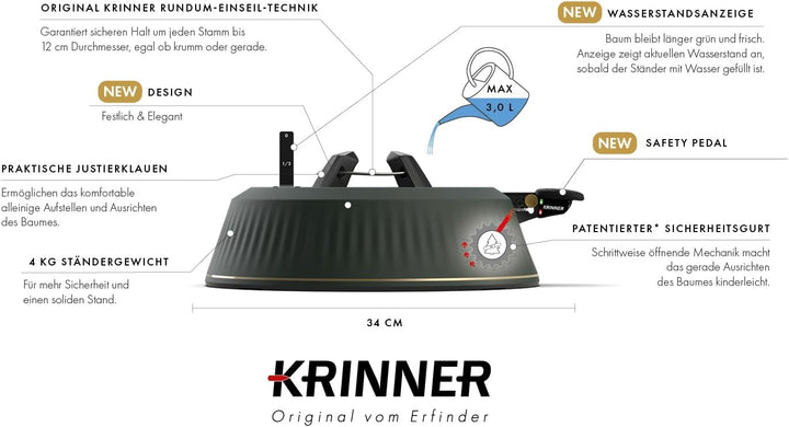 KRINNER® X-Series Christbaumständer X-240 Weihnachtsbaumständer NEU inkl. Fusspedal und 3,0 Liter Wa