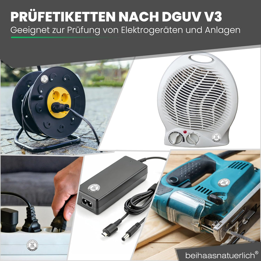 Fluxxx 560 Stk Prüfplaketten "Geprüft nach VDE", 20 mm Ø, Prüfetiketten nach DGUV V3, 2023-2028, sel