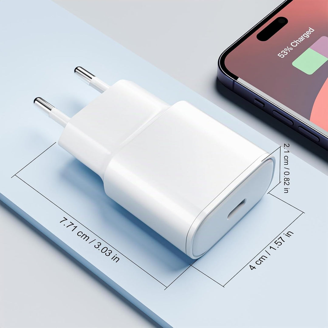 25W 3 Pack für iPhone Schnellladegerät und Ladekabel, USB C Ladegerät 2M Schnellladekabel Stecker Ne