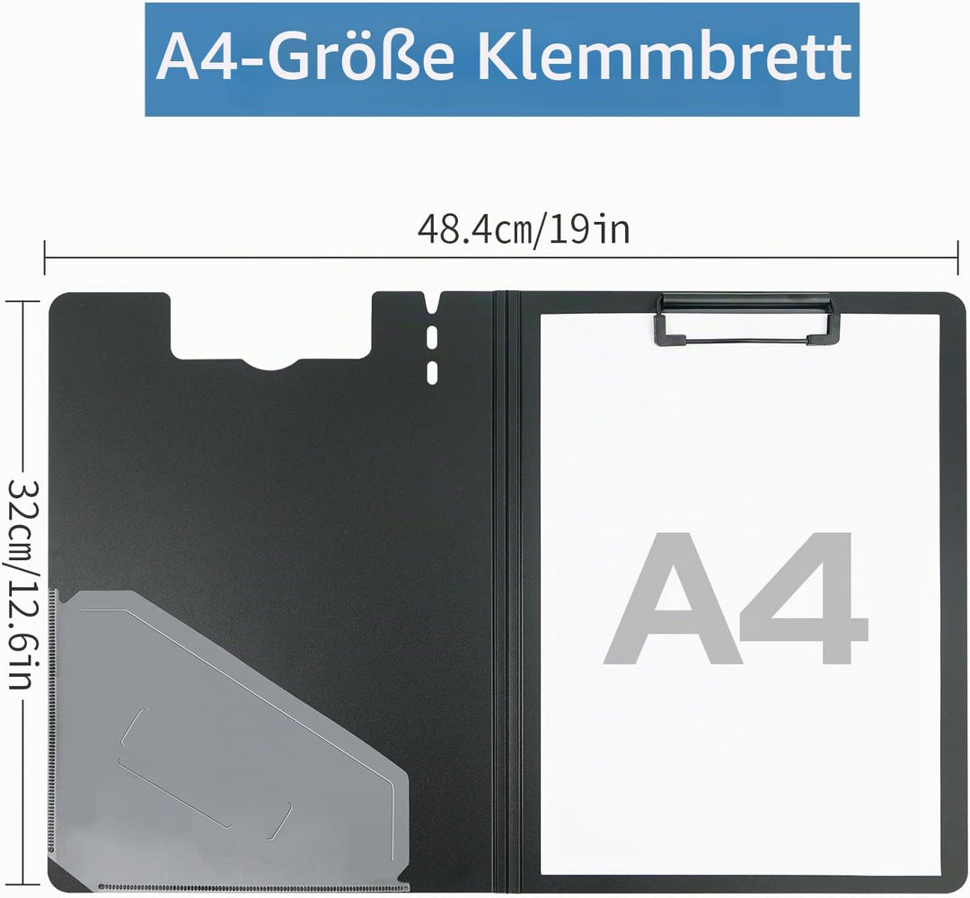 Klemmbrett A4 mit Deckel,5 Stück Schreibbrett Klemmbretter mit Innentasche, Aufklappbare Schreibplat